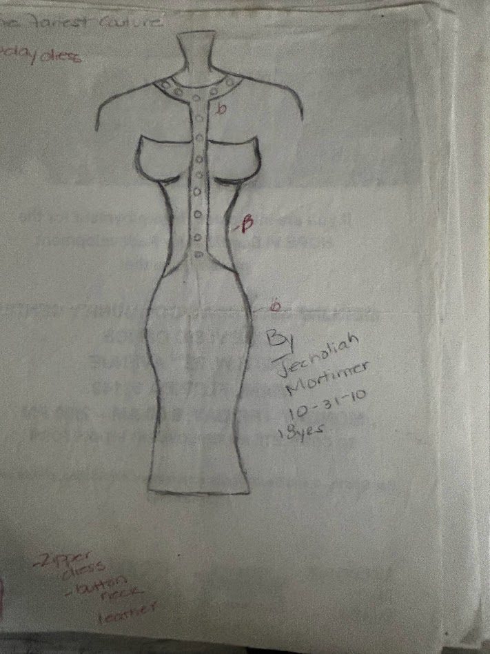 Zipper dress with button neck sketch